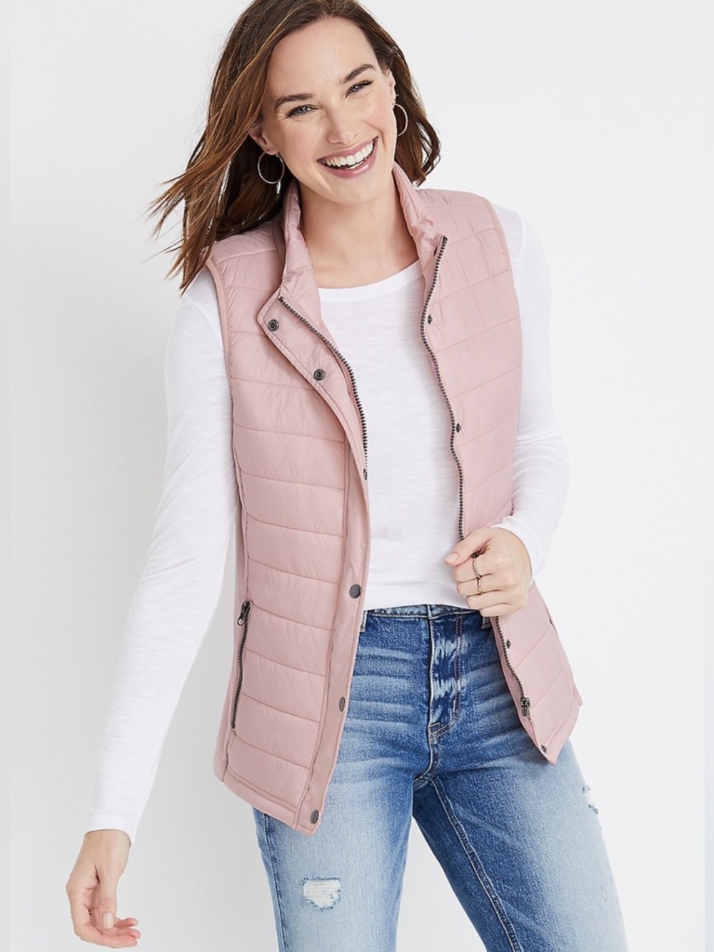 MAURICES | lightweight quilted side stretch pale/dusty pink vest